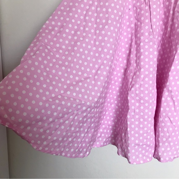 Hsastutor Pink Polka Dot Sleeveless Swing Dress Girls Cosplay Halloween Dress Up - Picture 4 of 10